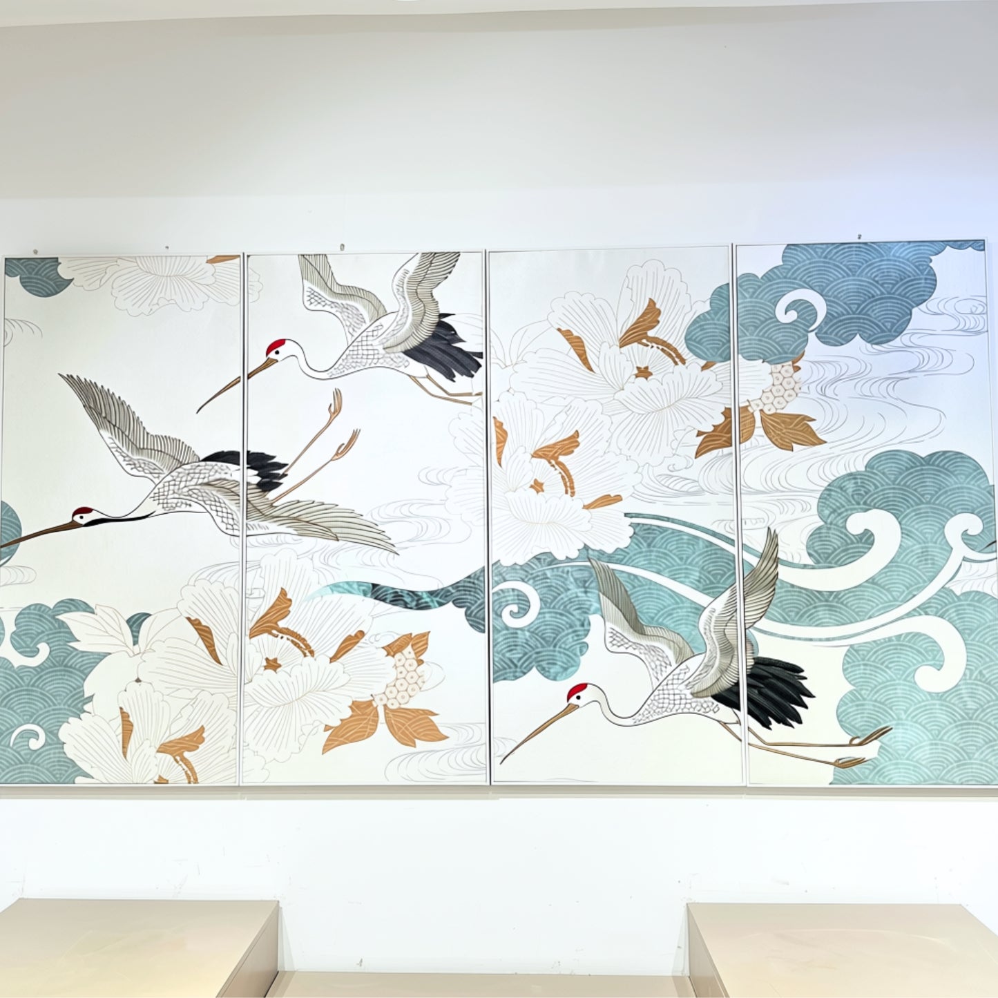 Skybound - Nature-inspired Embroidered Wall Art (Set of 4) ~ 7.5 ft x 4 ft