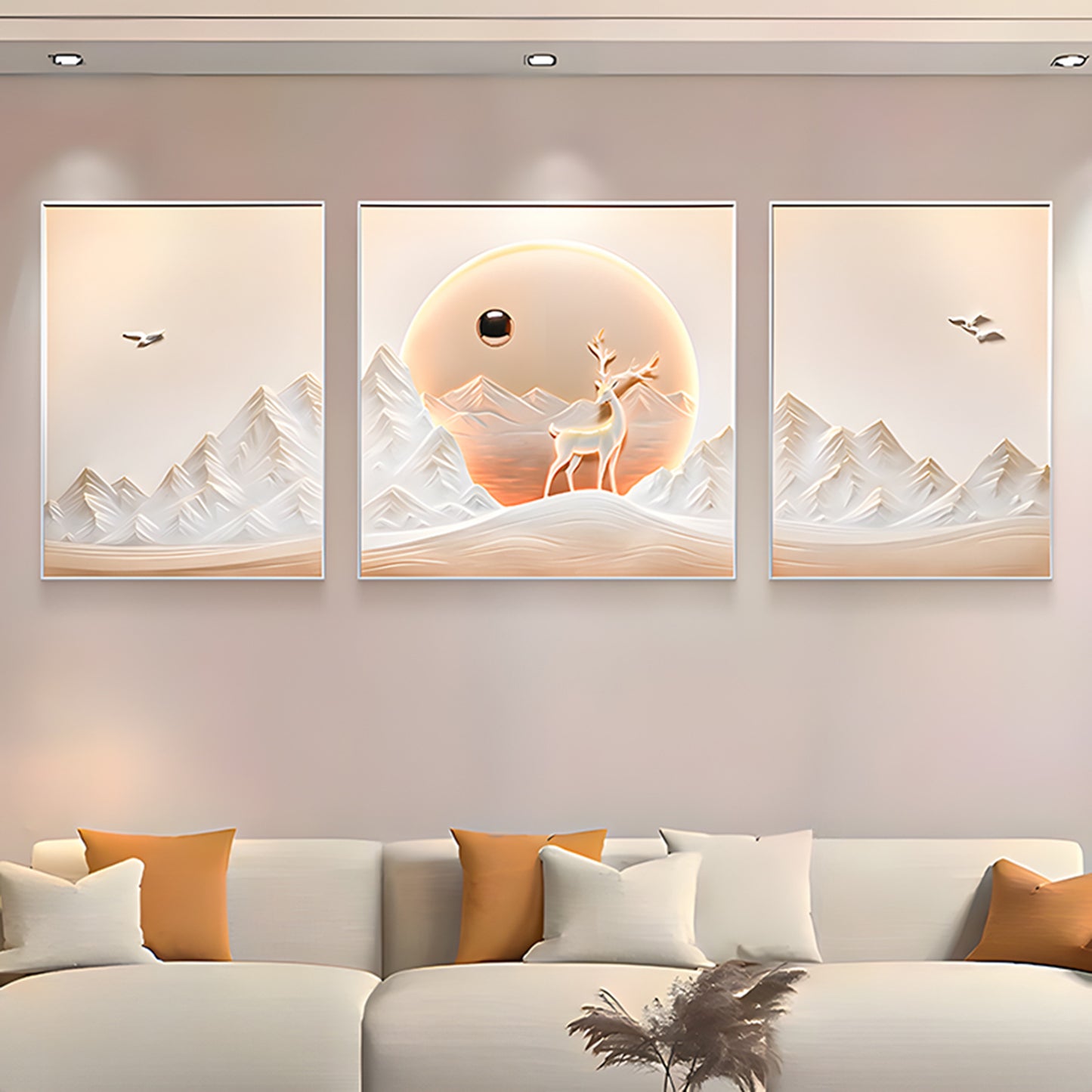 Montrel - Deer Scenery Inspired Premium Wall Art  ~ 7 feet long