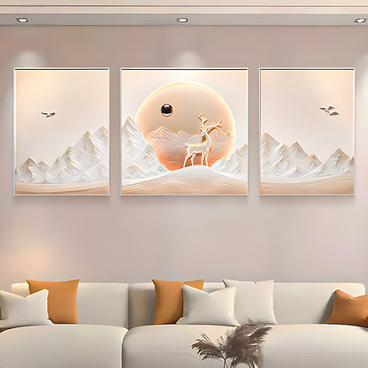 Montrel - Deer Scenery Inspired Premium Wall Art  ~ 7 feet long