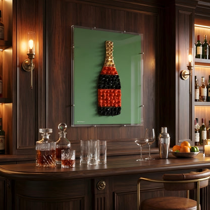 Cuvée – Champagne Themed Mixed Media Art with Acrylic Frame ~ 2 ft x 1.5 ft