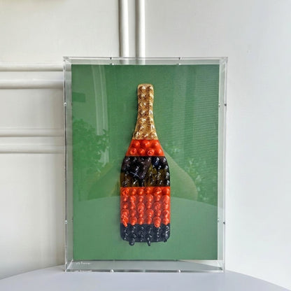 Cuvée – Champagne Themed Mixed Media Art with Acrylic Frame ~ 2 ft x 1.5 ft