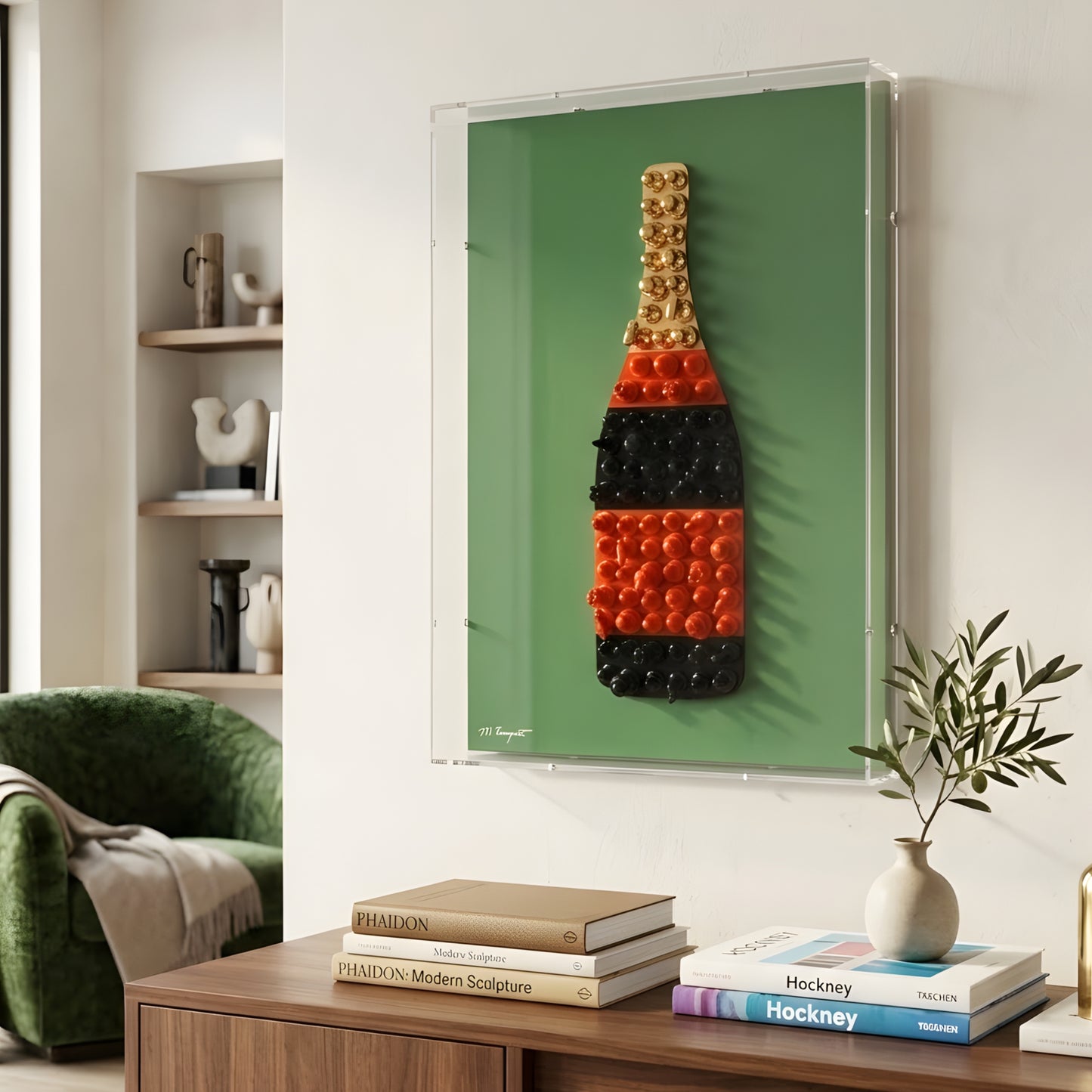 Cuvée – Champagne Themed Mixed Media Art with Acrylic Frame ~ 2 ft x 1.5 ft