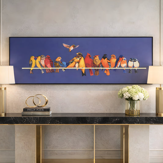 Perched - Birds Inspired LED Wall Art ~ 5 ft long