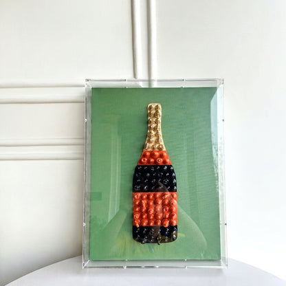 Cuvée – Champagne Themed Mixed Media Art with Acrylic Frame ~ 2 ft x 1.5 ft