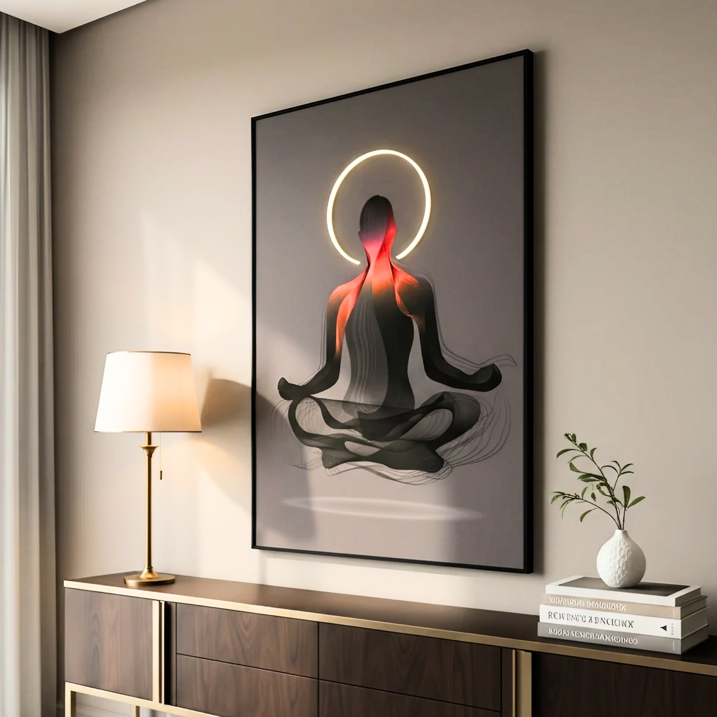 Zen - Meditation themed LED Wall Art ~ 3 ft x 4 ft