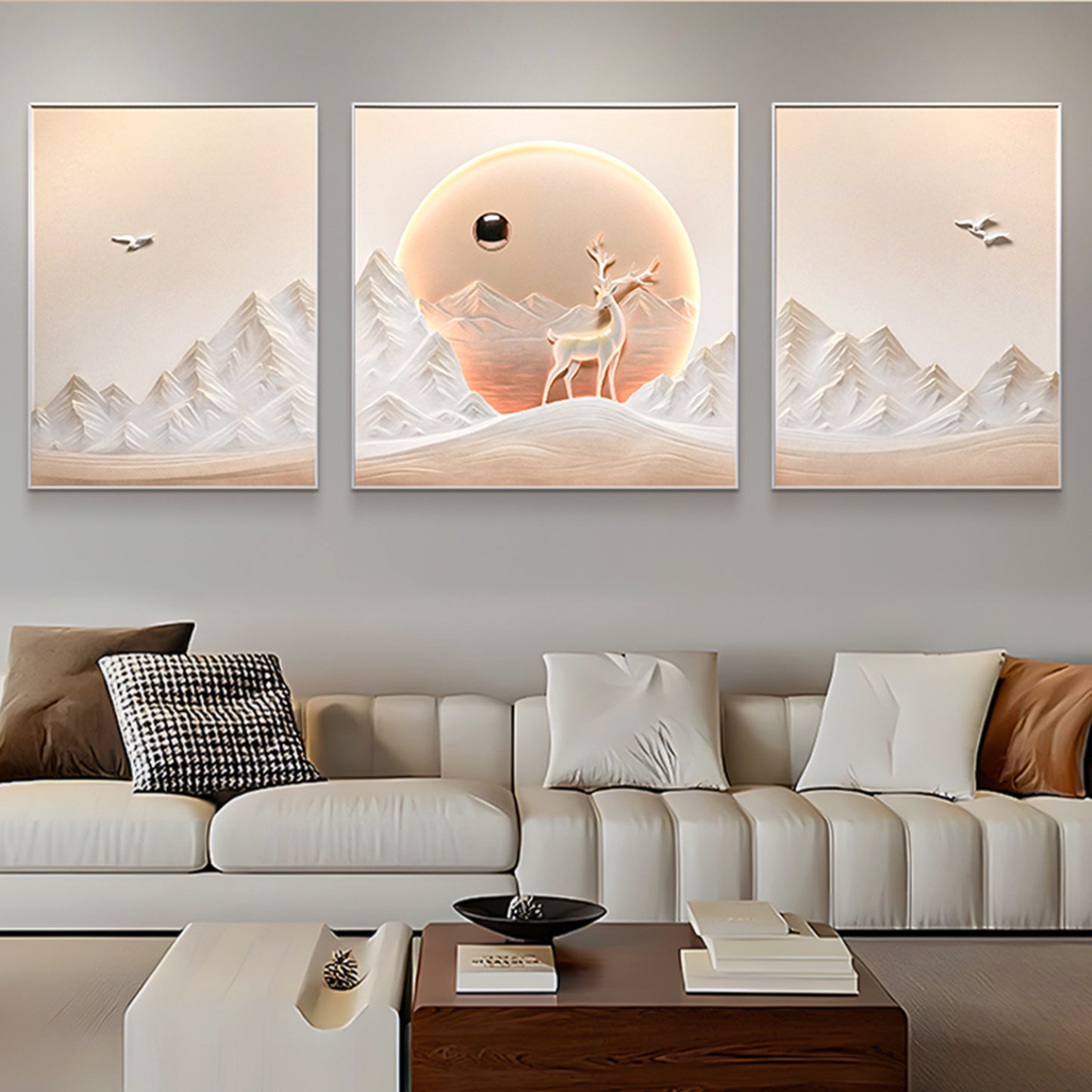 Montrel - Deer Scenery Inspired Premium Wall Art  ~ 7 feet long