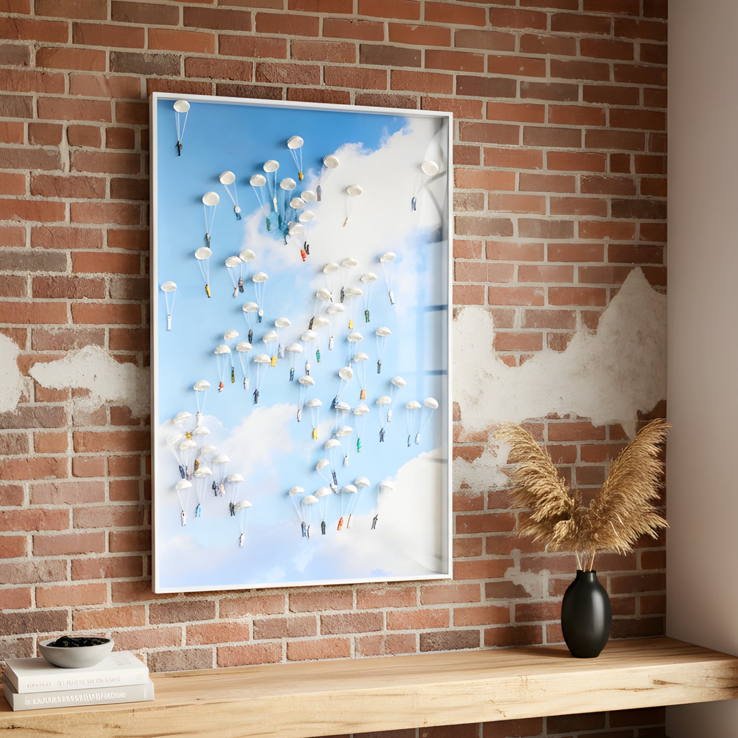 Sojourn Sky – Handmade Parachute Wall Art with Acrylic Frame - Style 2 ~ 4 ft x 2.5 ft