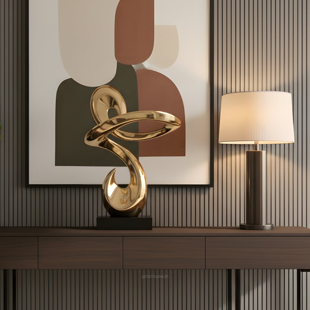 Continuum - Modern Abstract Metallic Gold Finish Sculpture ~ 2.5 feet Tall