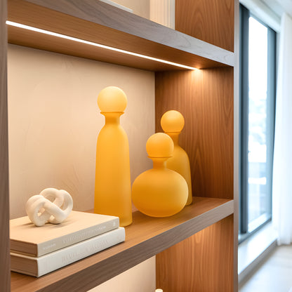 Sol - Yellow Glass Vase & Showpiece (Set of 3)