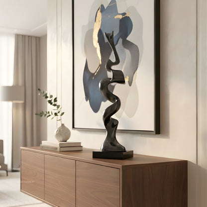 Flaire - Modern Abstract Gun Metallic Finish Sculpture ~ 3.5 Feet Tall