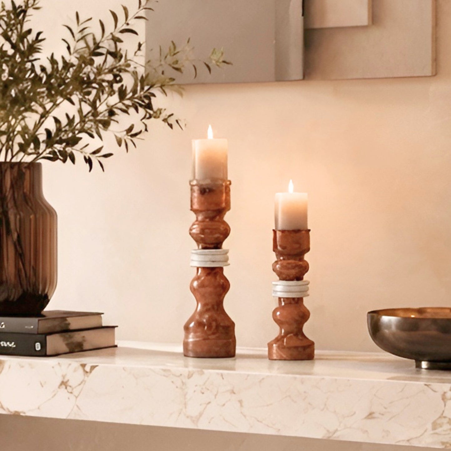 Rosso - Marble Candle Holder