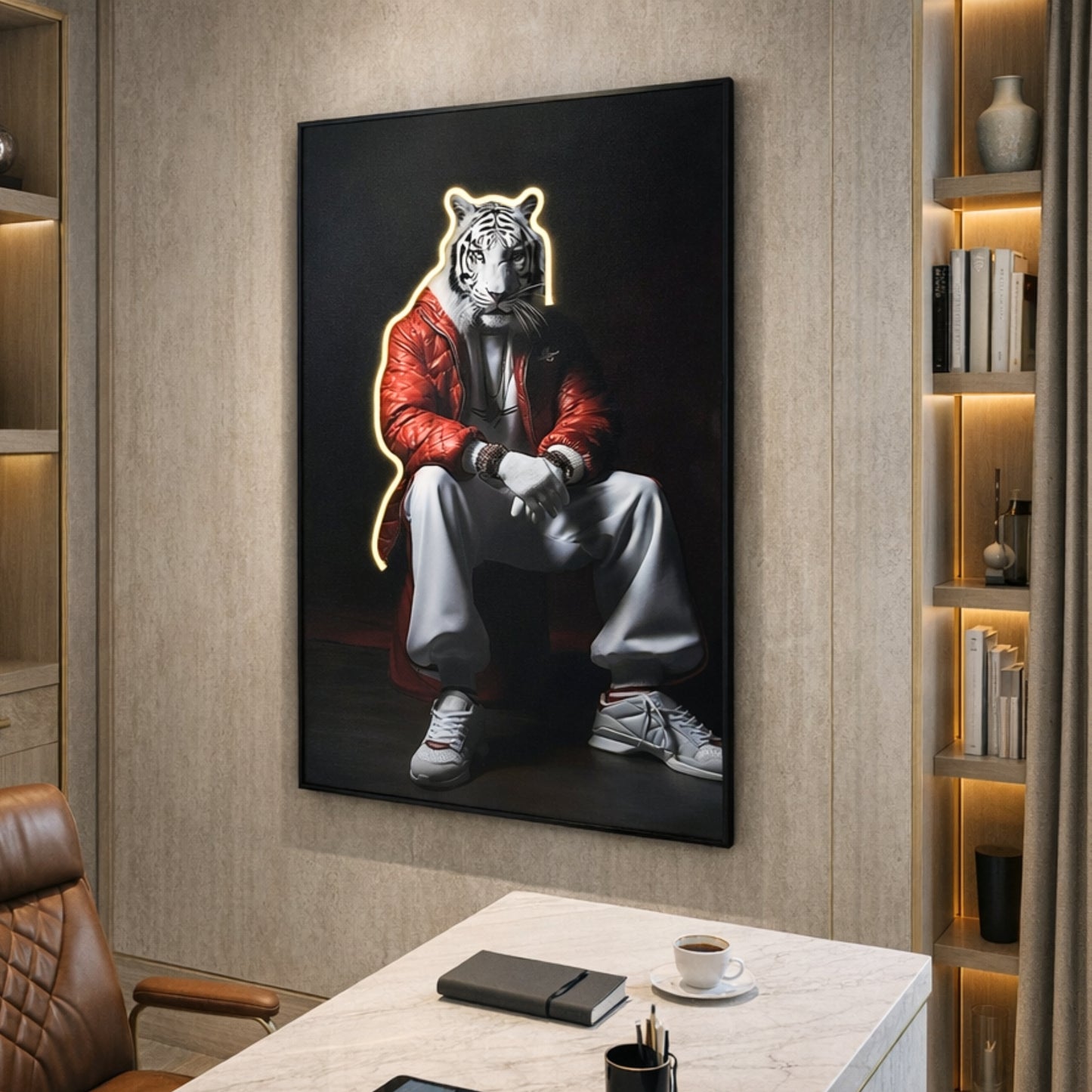 Untamed - Tiger Themed LED Wall Art ~ 3 ft x 4 ft