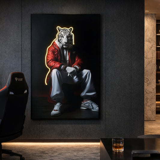 Untamed - Tiger Themed LED Wall Art ~ 3 ft x 4 ft