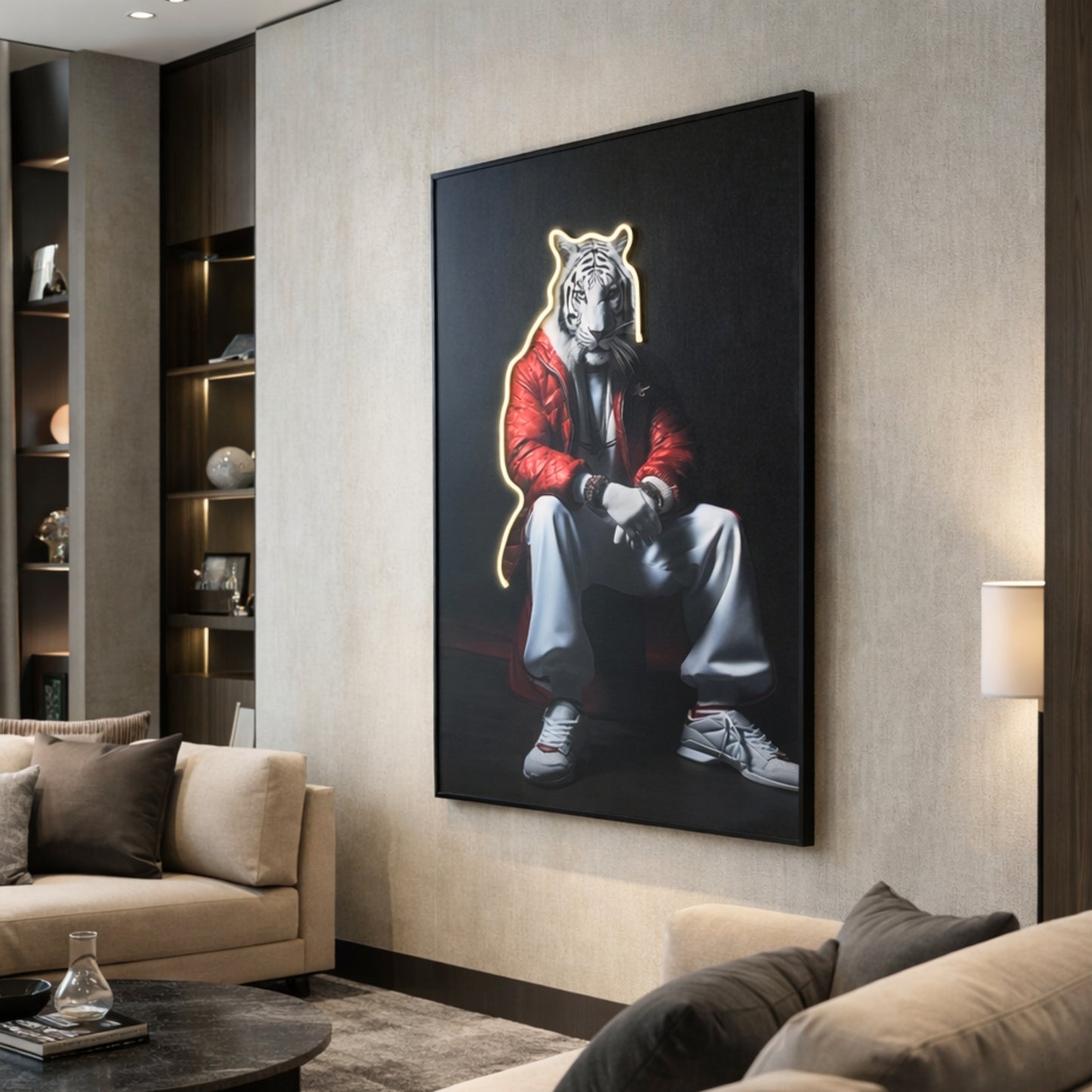 Untamed - Tiger Themed LED Wall Art ~ 3 ft x 4 ft