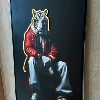 Untamed - Tiger Themed LED Wall Art ~ 3 ft x 4 ft