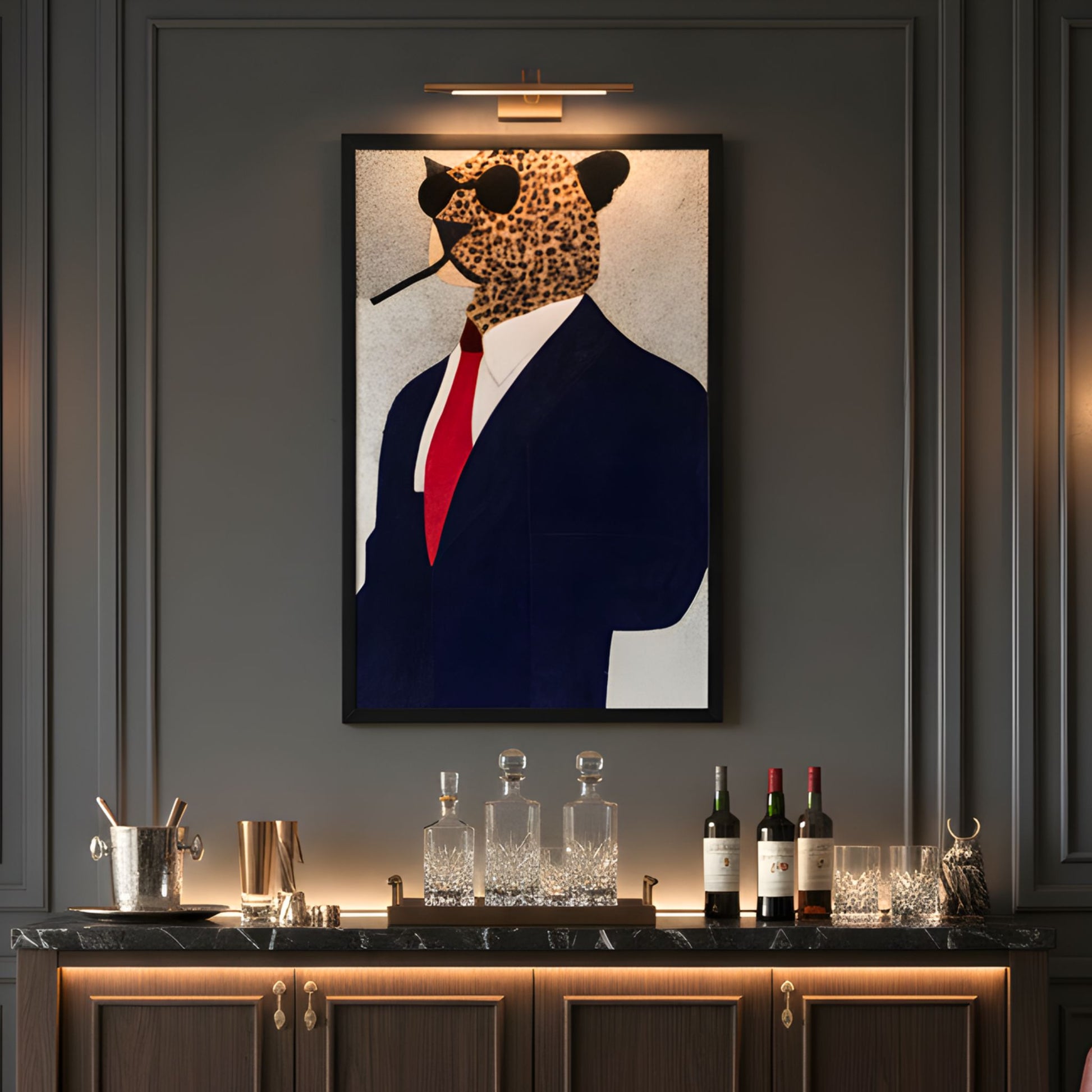 Alpha by La Muse – 2 × 3 ft Imported Leather Wall Art for Office and Bar Counters