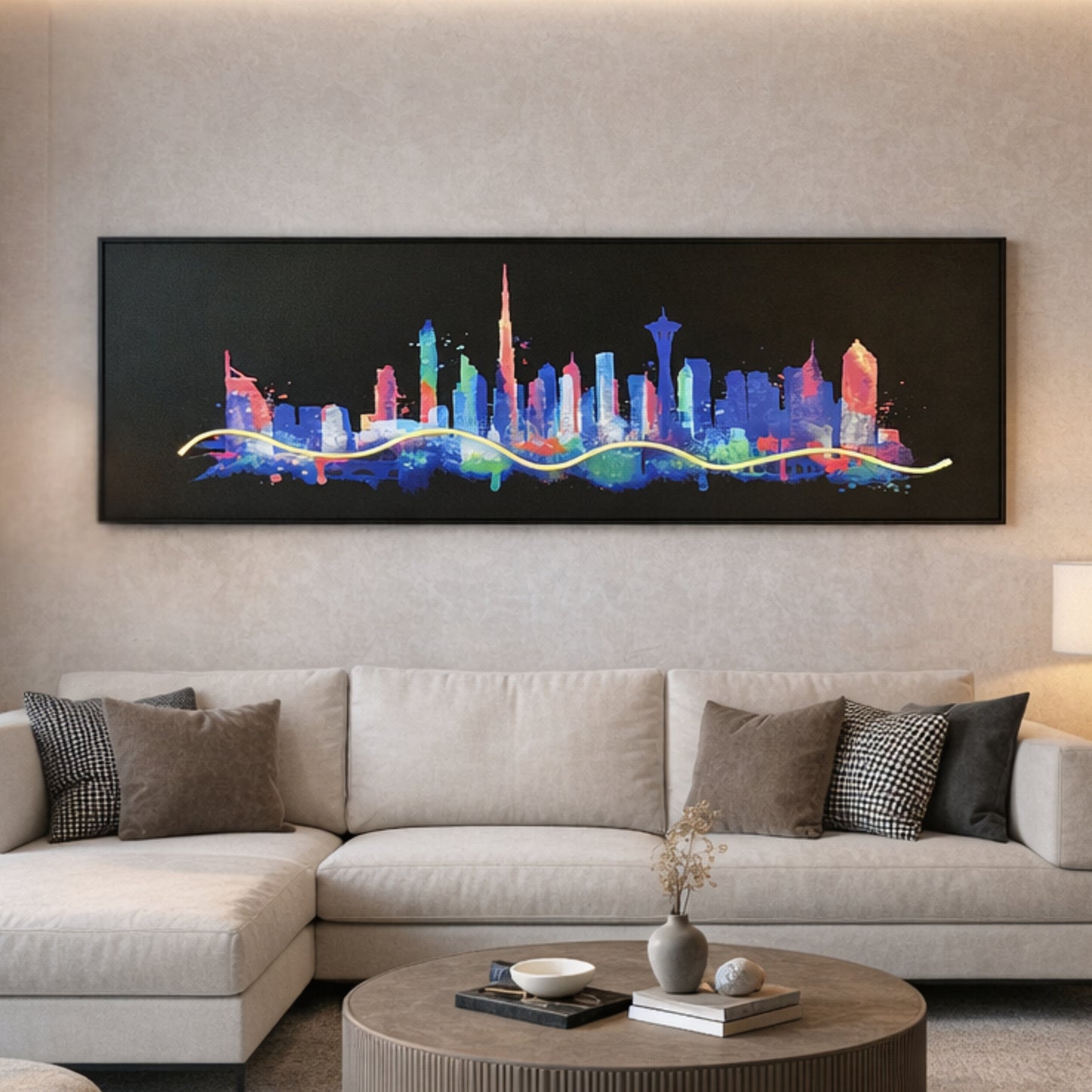 Skyline - Dubai Cityscape inspired LED Wall Art ~ 5 ft long