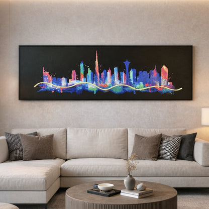 Skyline - Dubai Cityscape inspired LED Wall Art ~ 5 ft long