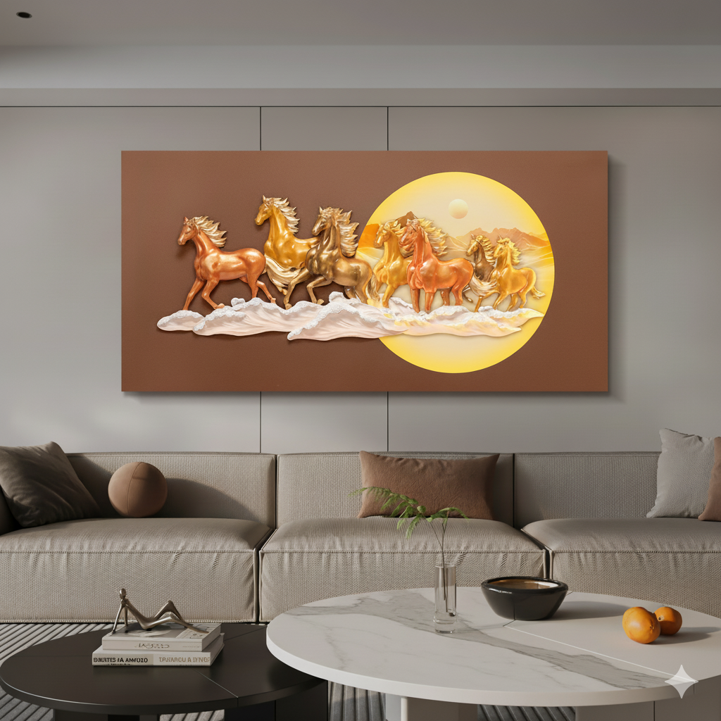 Equestro - 7 Running Horses Premium 3D Wall Art ~ 5 feet Long