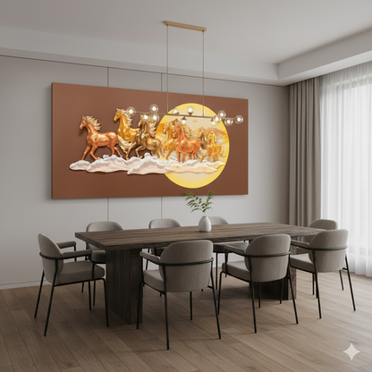 Equestro - 7 Running Horses Premium 3D Wall Art ~ 5 feet Long