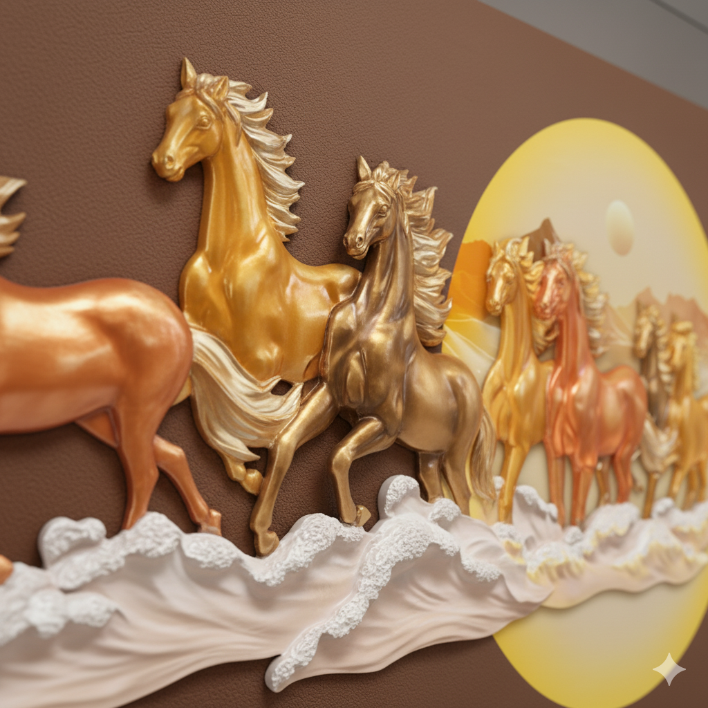 Equestro - 7 Running Horses Premium 3D Wall Art ~ 5 feet Long