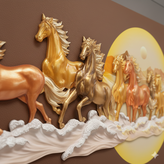Equestro - 7 Running Horses Premium 3D Wall Art ~ 5 feet Long