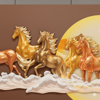 Equestro - 7 Running Horses Premium 3D Wall Art ~ 5 feet Long