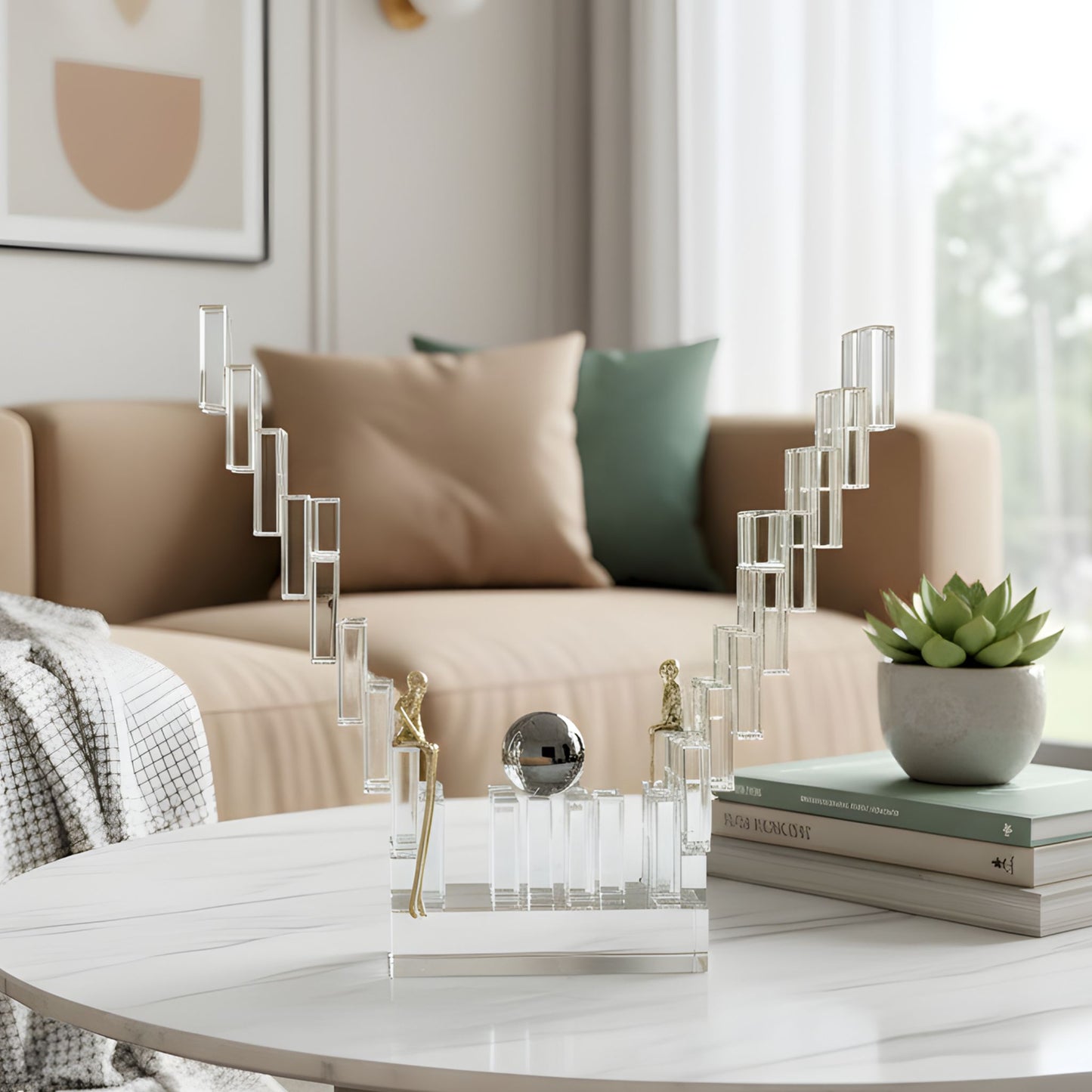 Levels - Crystal & Brass Showpiece