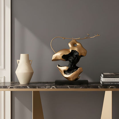 Perchstone - Black & Gold Sculpture ~ 1.5 feet Tall