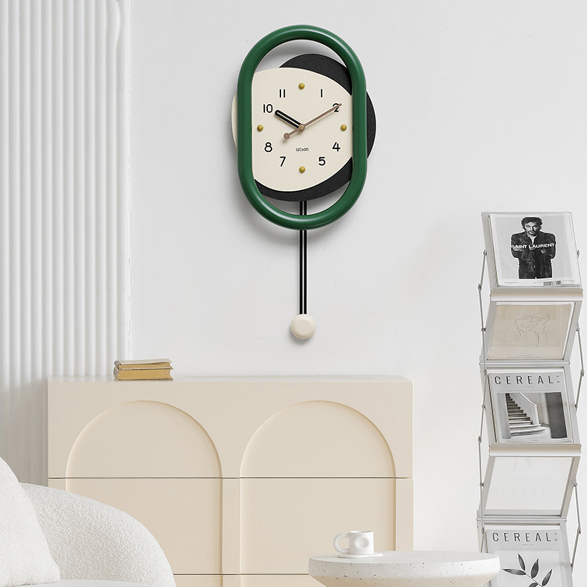 Circa - Designer Wall Clock with Pendulum - Green