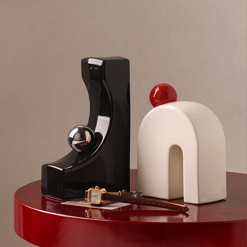 Bookend Bound by Motion Table Showpiece & Bookend - Black & White (Set of 2)