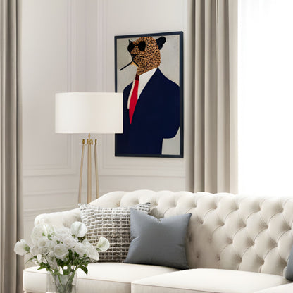 Alpha - Leopard inspired Bovine Leather Wall Art ~ 3 ft x 2 ft