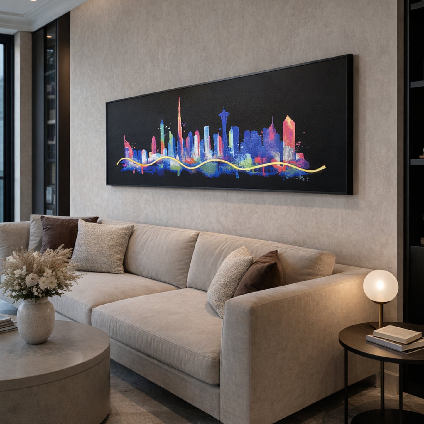 Skyline - Dubai Cityscape inspired LED Wall Art ~ 5 ft long