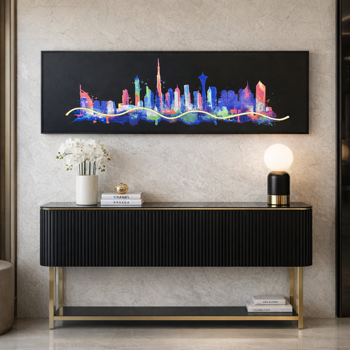Skyline - Dubai Cityscape inspired LED Wall Art ~ 5 ft long