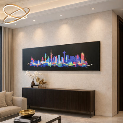 Skyline - Dubai Cityscape inspired LED Wall Art ~ 5 ft long