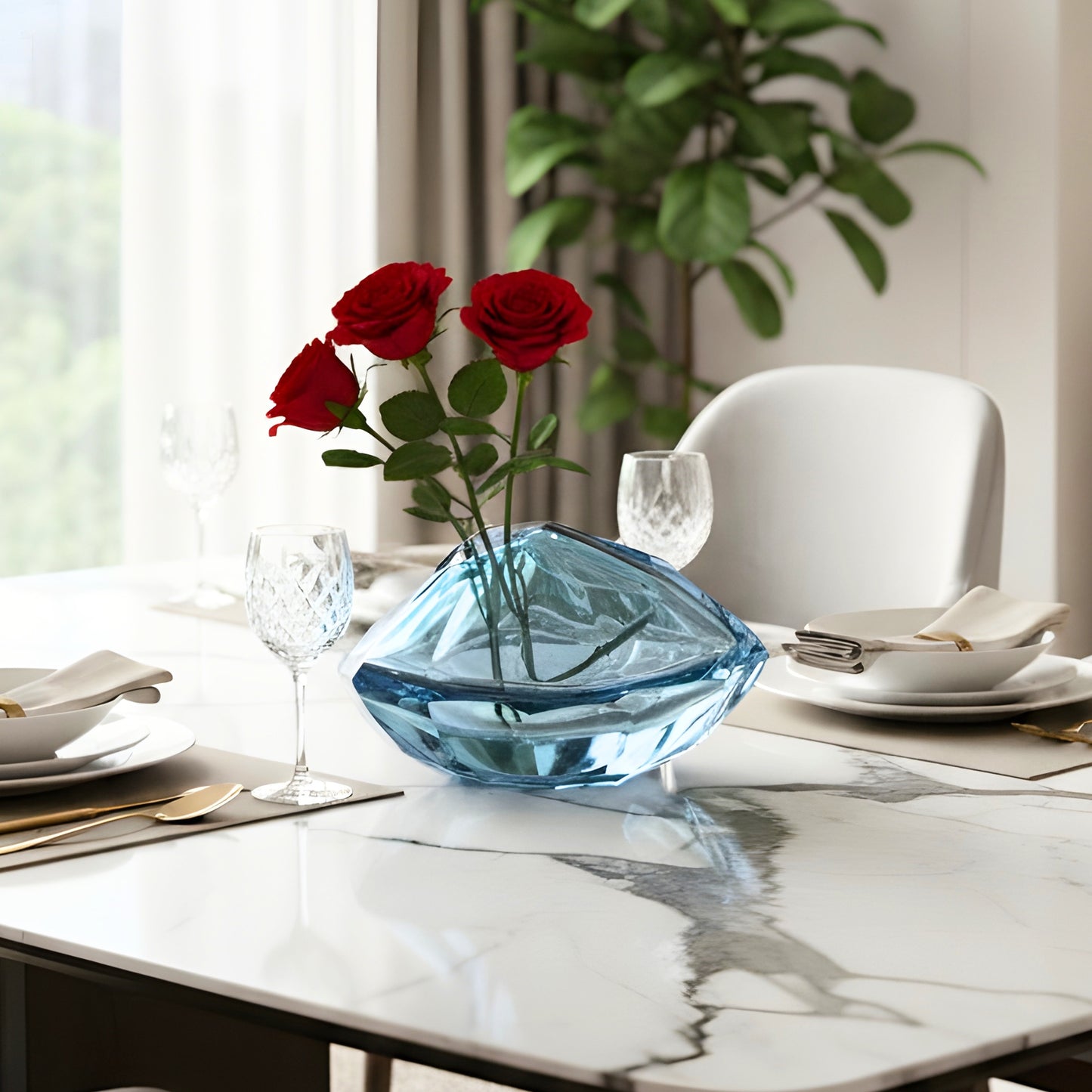 Prism - Blue Glass Vase