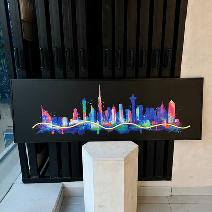 Skyline - Dubai Cityscape inspired LED Wall Art ~ 5 ft long