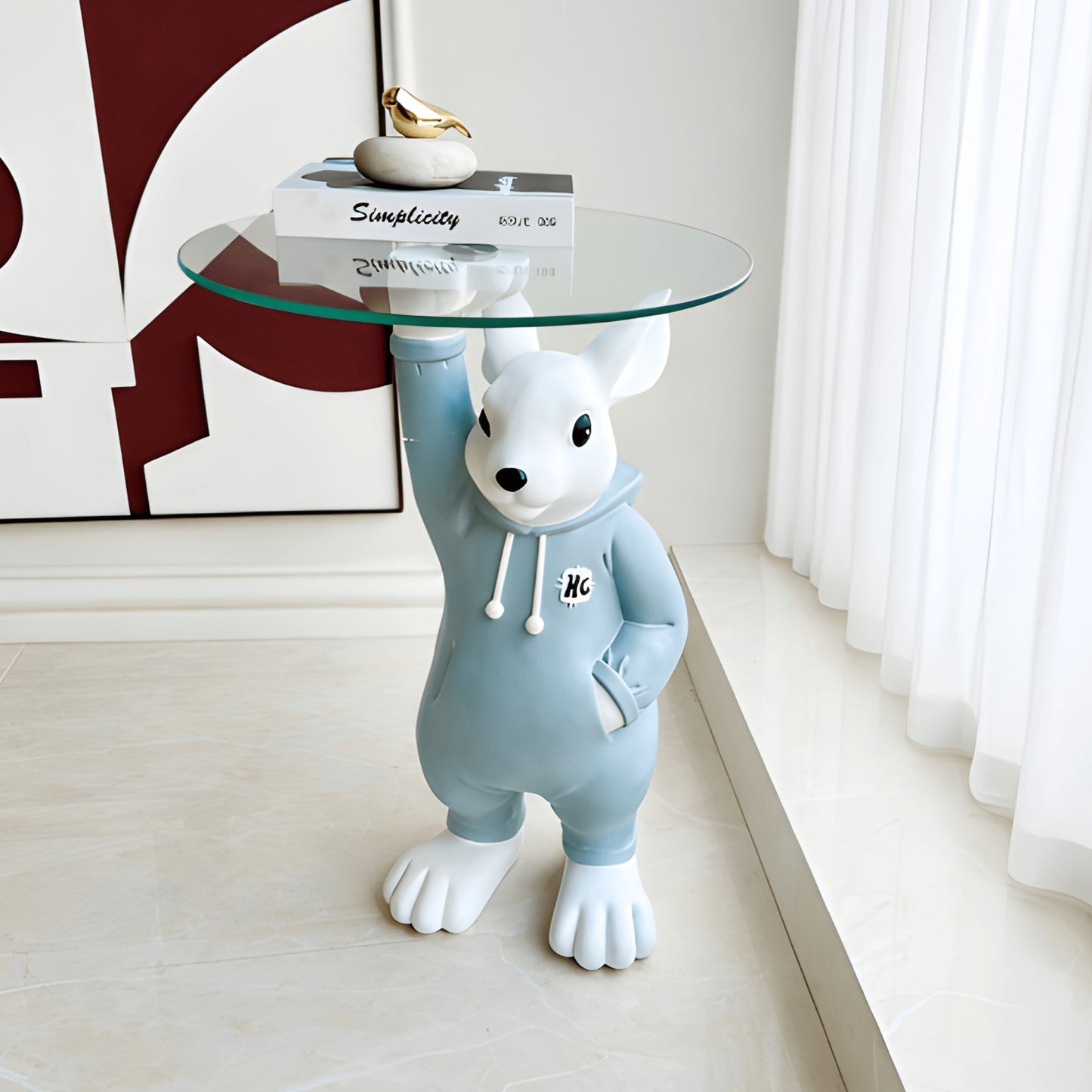 The Buttler Bunny - Rabbit inspired Floor Sculpture/Side Table ~ 2.5 feet Tall