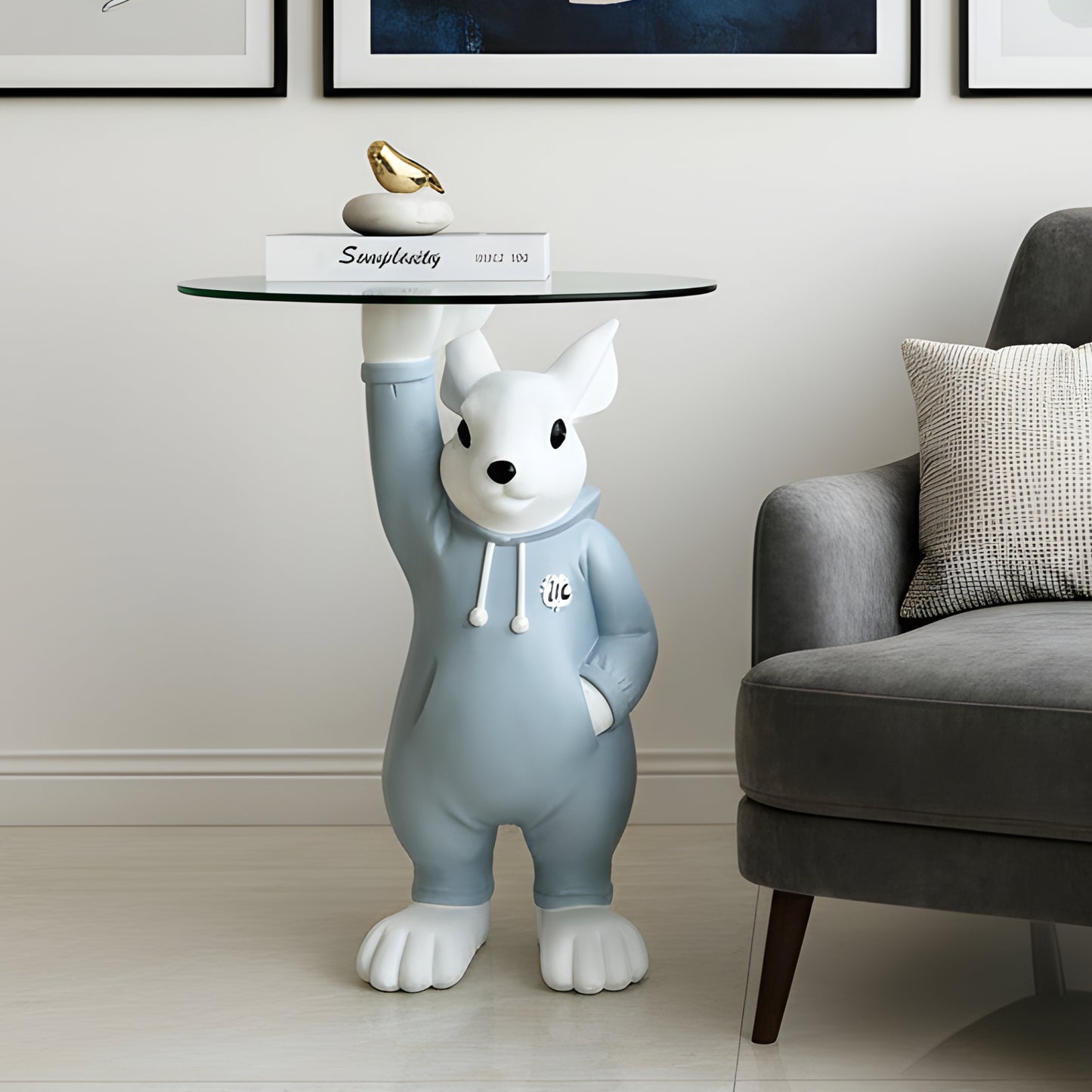 The Buttler Bunny - Rabbit inspired Floor Sculpture/Side Table ~ 2.5 feet Tall