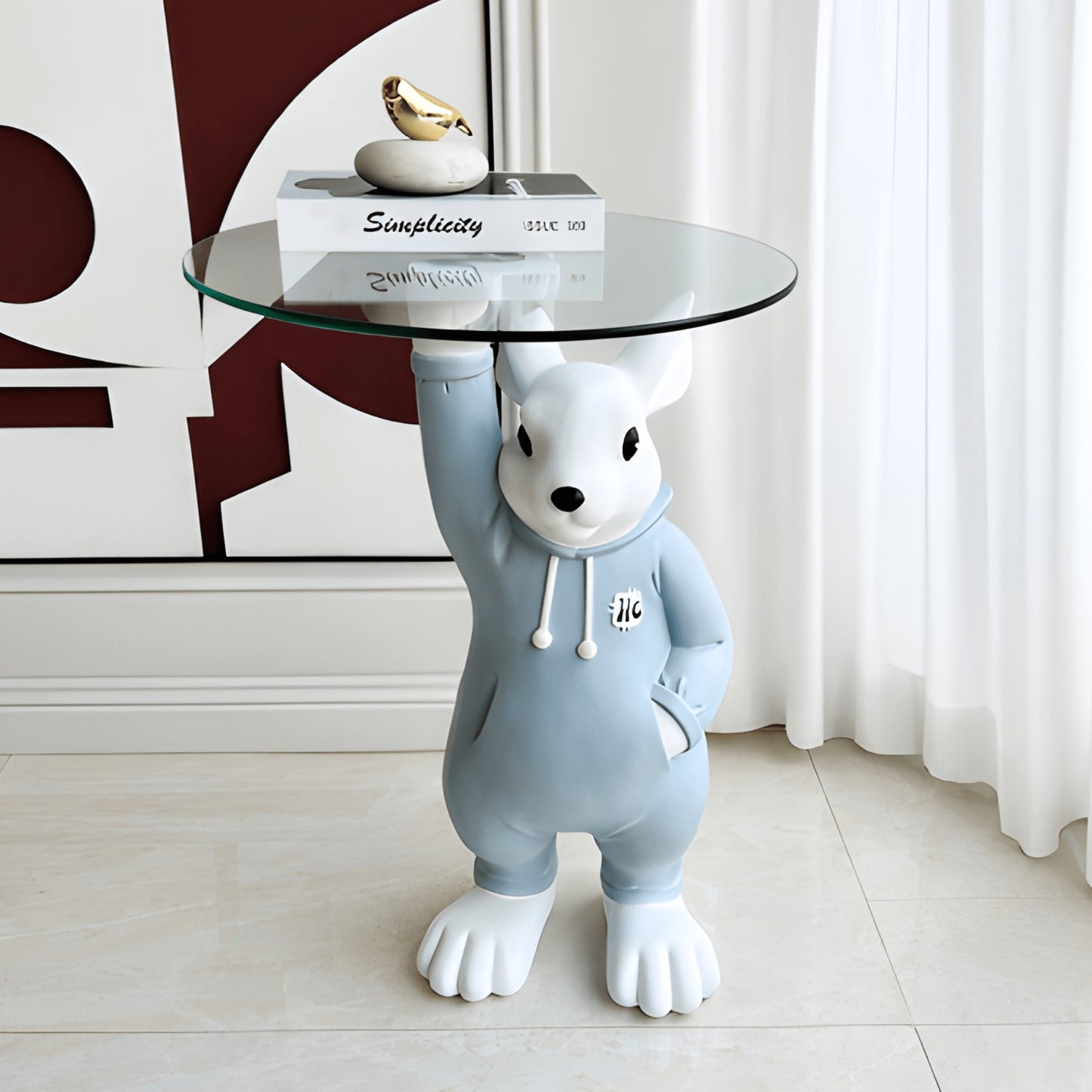 The Buttler Bunny - Rabbit inspired Floor Sculpture/Side Table ~ 2.5 feet Tall