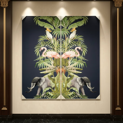 Tropical Paradise - Silk Print & Embroidered Wall Art ~ 7 feet
