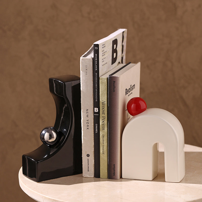 Bookend Bound by Motion Table Showpiece & Bookend - Black & White (Set of 2)