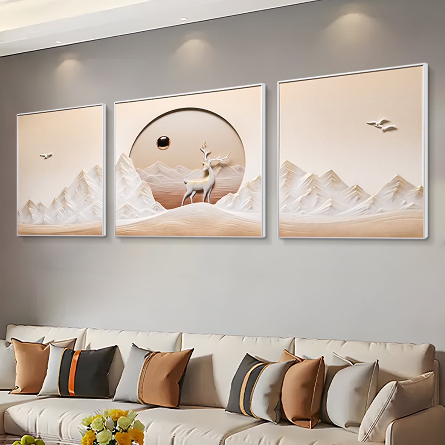 Montrel - Deer Scenery Inspired Premium Wall Art  ~ 7 feet long