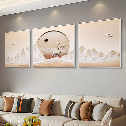 Montrel - Deer Scenery Inspired Premium Wall Art  ~ 7 feet long