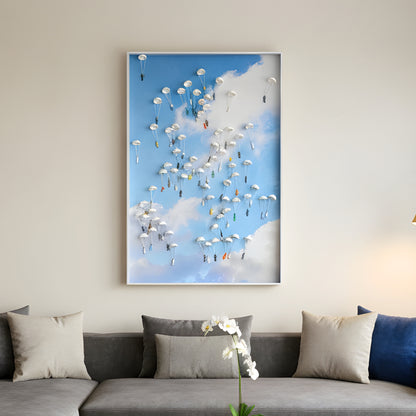 Sojourn Sky – Handmade Parachute Wall Art with Acrylic Frame - Style 2 ~ 4 ft x 2.5 ft