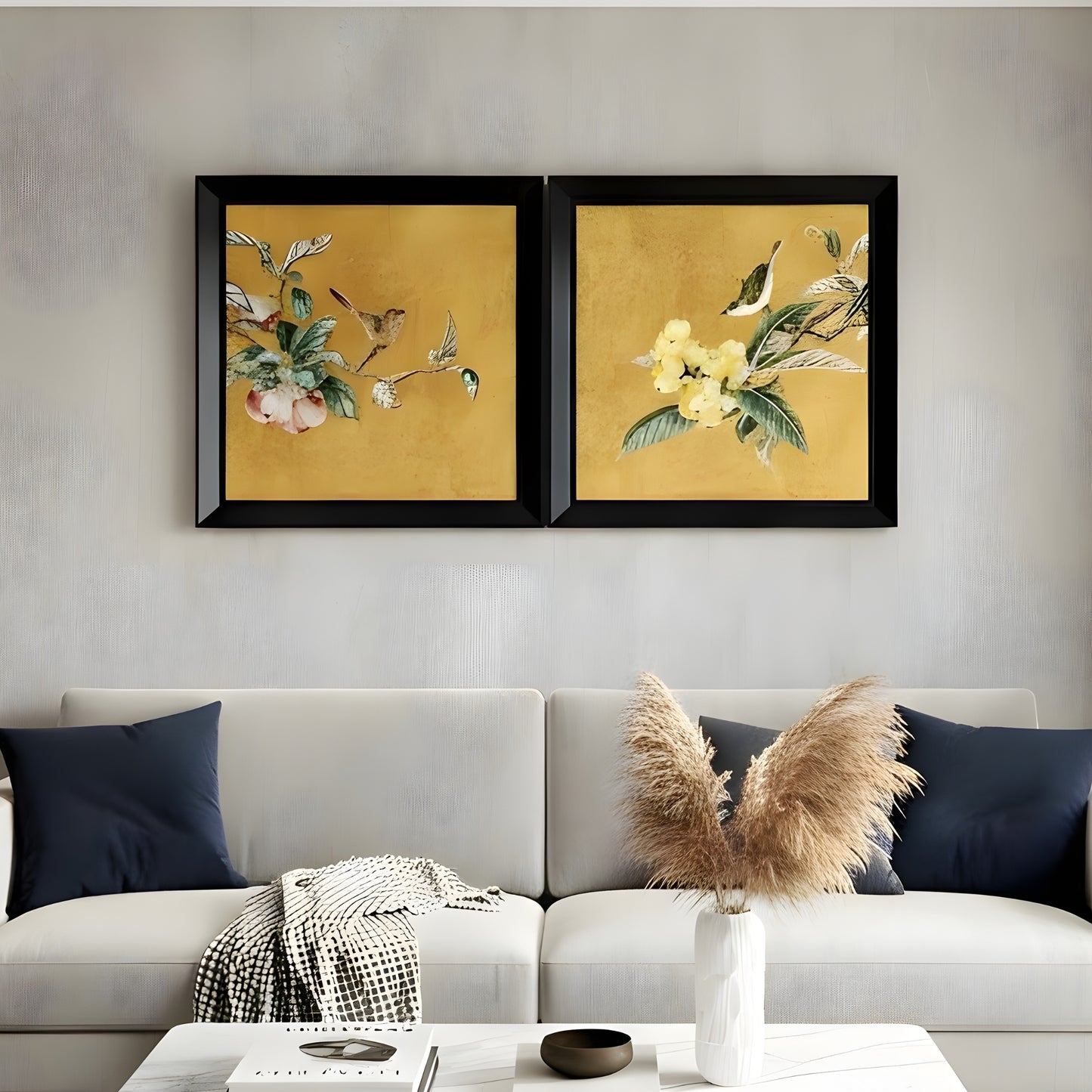 The Orchard – Hand Embroidered Nature Inspired Wall Art (Set of 2) ~ 3 ft x 2 ft