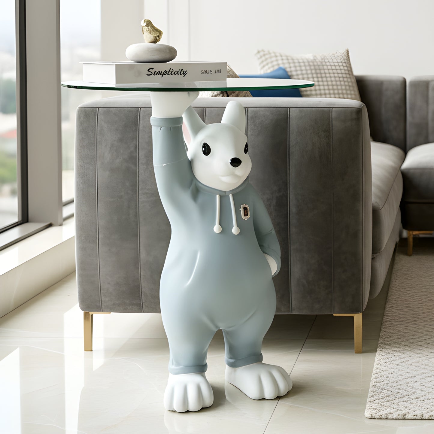 The Buttler Bunny - Rabbit inspired Floor Sculpture/Side Table ~ 2.5 feet Tall