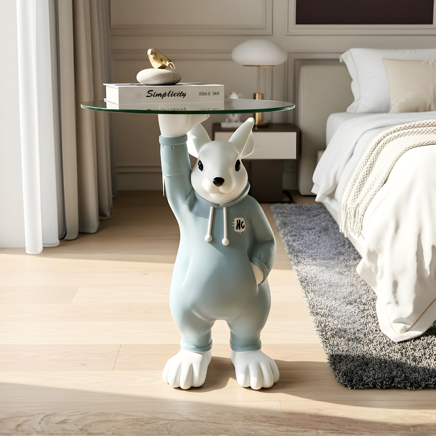 The Buttler Bunny - Rabbit inspired Floor Sculpture/Side Table ~ 2.5 feet Tall