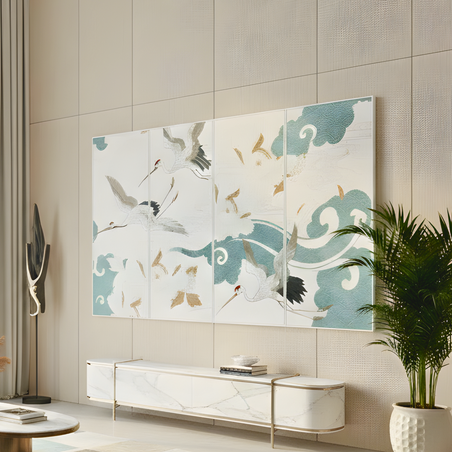 Skybound - Nature-inspired Embroidered Wall Art (Set of 4) ~ 7.5 ft x 4 ft