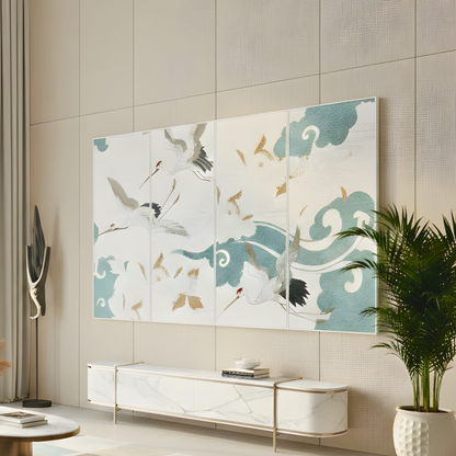 Skybound - Nature-inspired Embroidered Wall Art (Set of 4) ~ 7.5 ft x 4 ft
